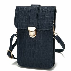 MFK Mia K Crossbody Cell Phone Purse Wallet Women Cellphone Bag Navy Gold NWT